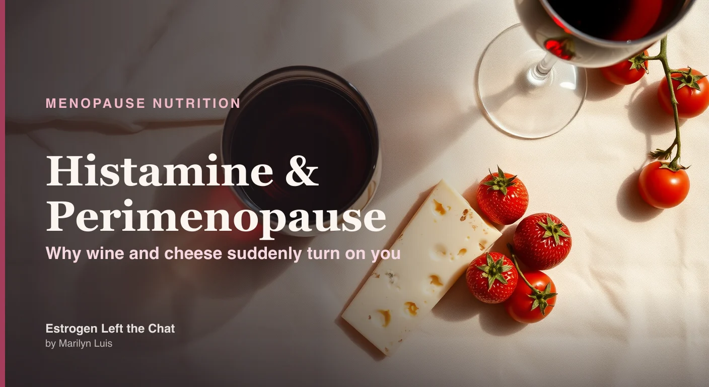 Histamine intolerance and perimenopause — why estrogen makes you suddenly react to wine, cheese, and pollen