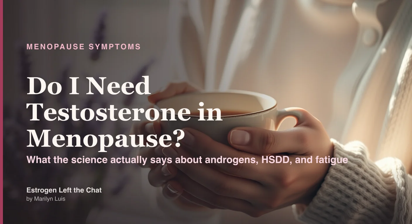 Woman holding a warm cup in calm morning light, representing midlife hormone questions and the testosterone conversation in menopause