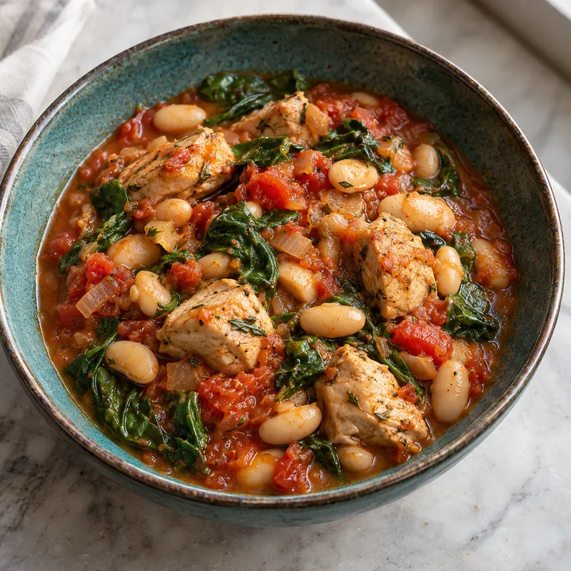 Chicken, White Bean, and Spinach Bowl