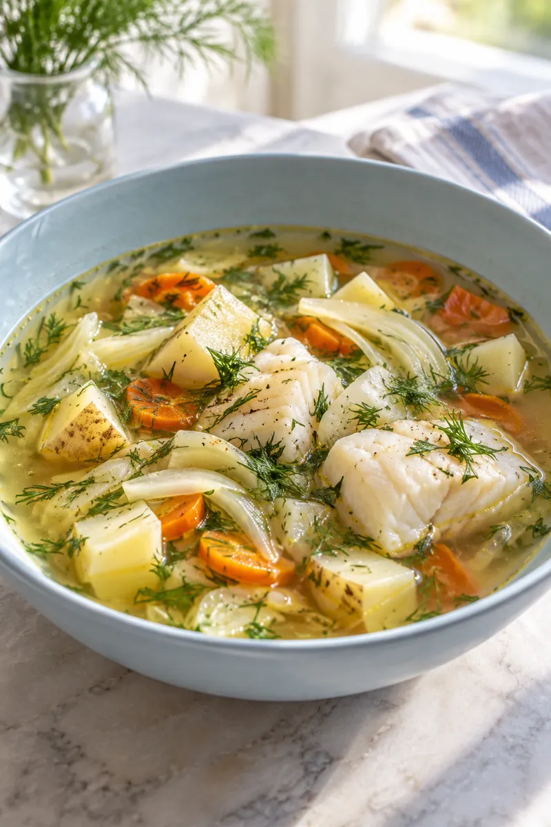 Lemony Fish and Vegetable Soup