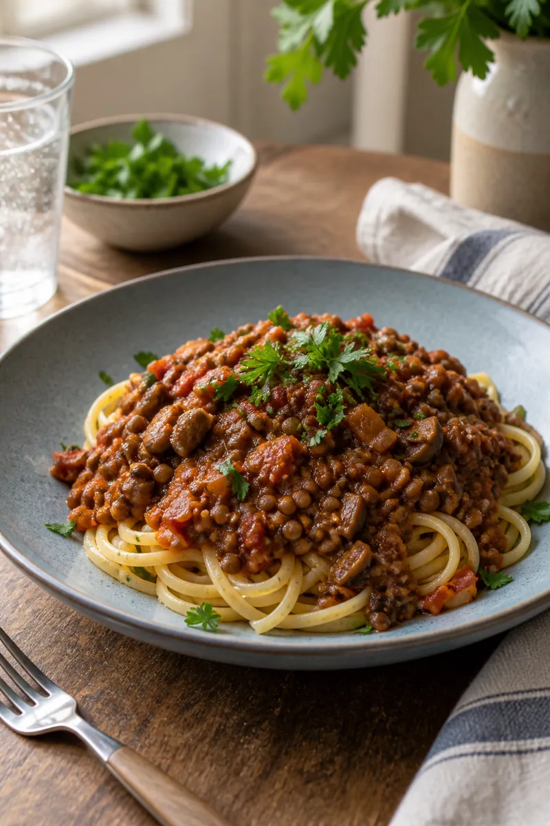 Lentil-Mushroom Bolognese