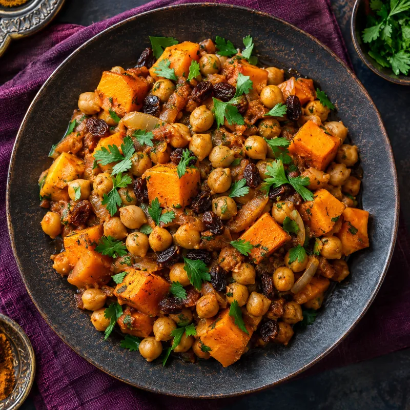 Moroccan Chickpeas with Sweet Potato