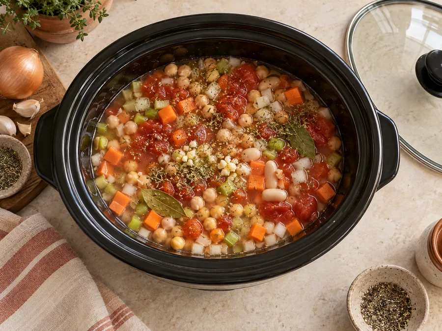 Tuscan Chickpea and Kale Soup: Add everything except the kale and lemon to the bowl