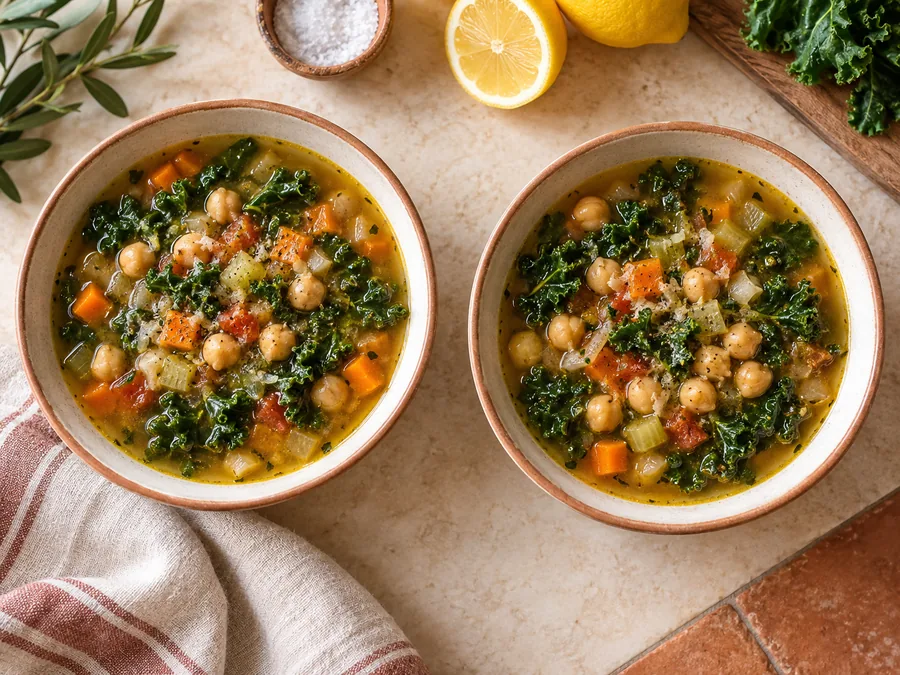 Tuscan Chickpea and Kale Soup: Stir in the measured salt