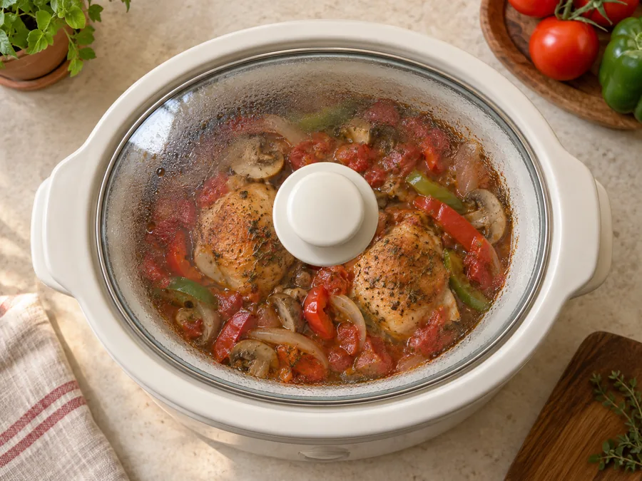 Chicken Cacciatore for Two: Cover and cook on LOW