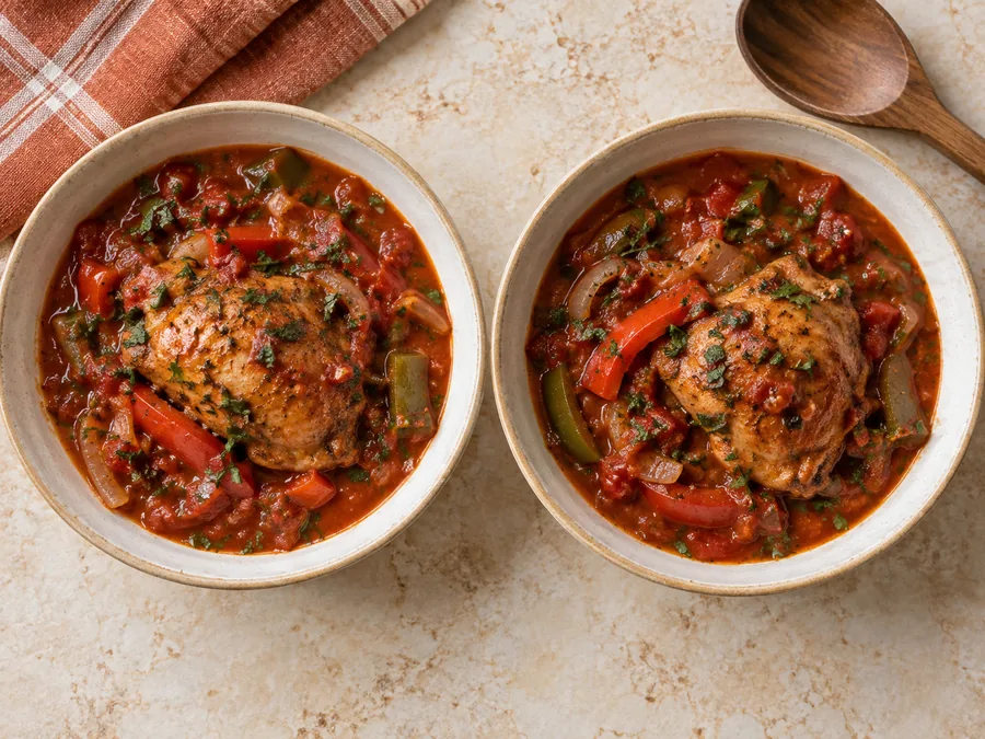 Chicken Cacciatore for Two: Stir in the measured salt