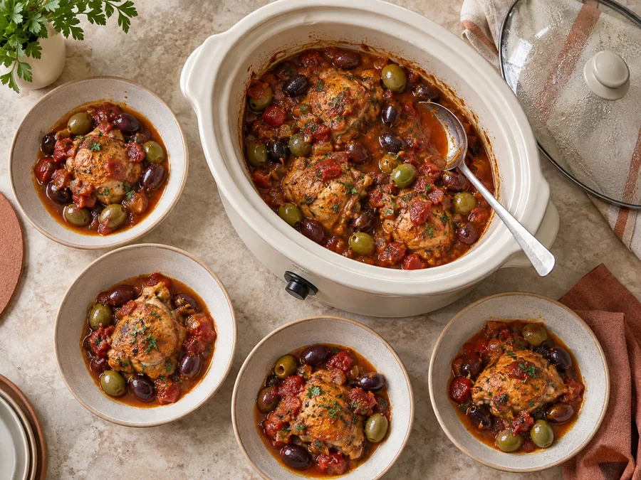 Tomato-Braised Chicken with Olives: Stir in the measured salt
