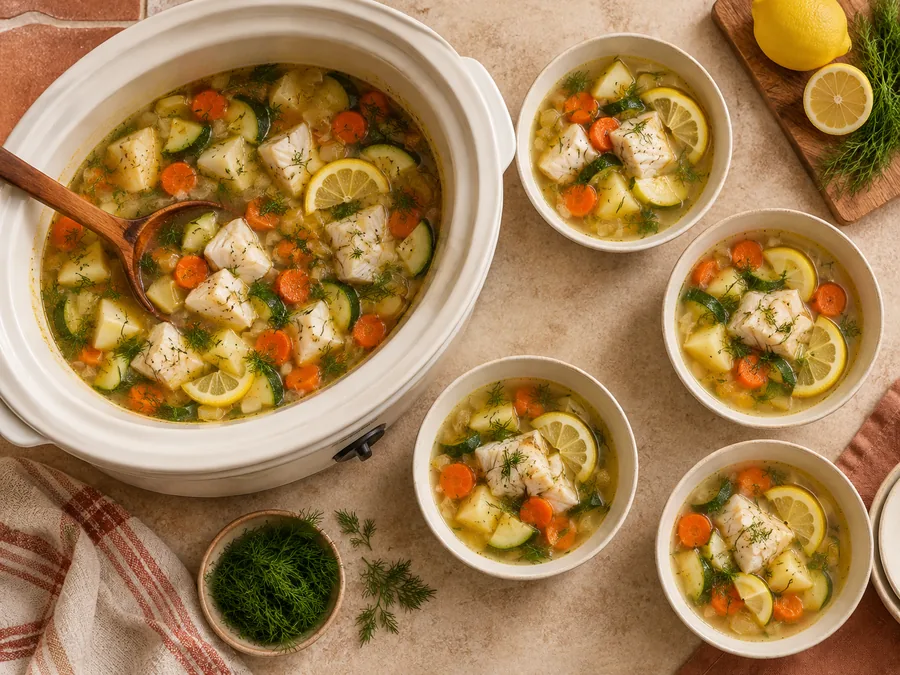 Lemony Fish and Vegetable Soup: Stir in the measured salt