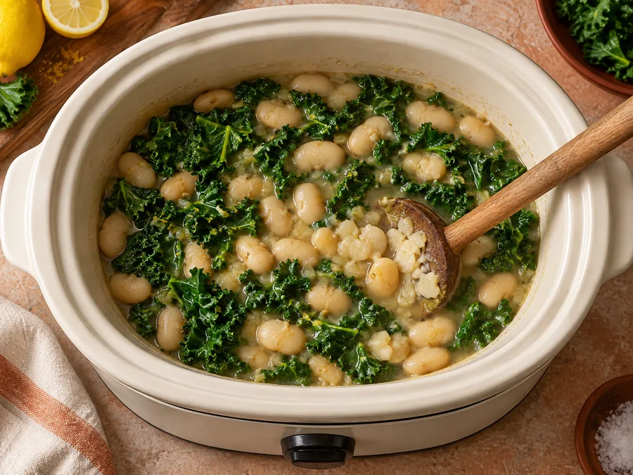 Butter Beans with Lemon and Greens: Mash a few beans into the liquid
