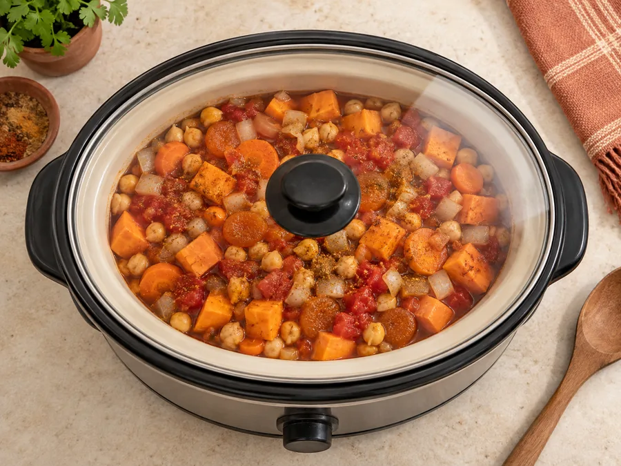 Moroccan Chickpeas with Sweet Potato: Put the sweet potato