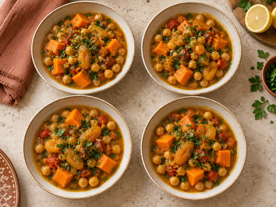 Moroccan Chickpeas with Sweet Potato: Stir in salt