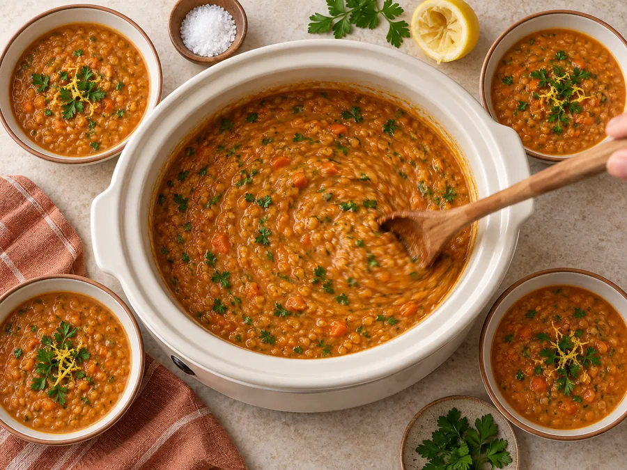Red Lentil Soup with Lemon: Stir in the measured salt